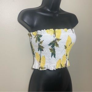 Strapless Lemon Print Swimsuit Top Size XL